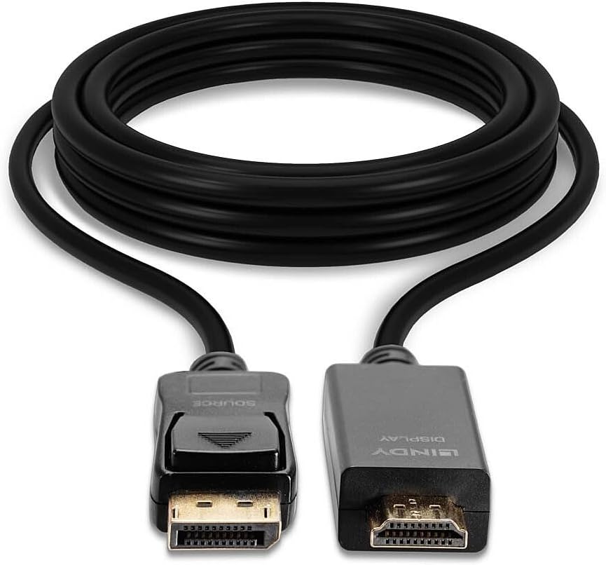 LINDY 36921 1m DisplayPort to HDMI 10.2G Cable, Black