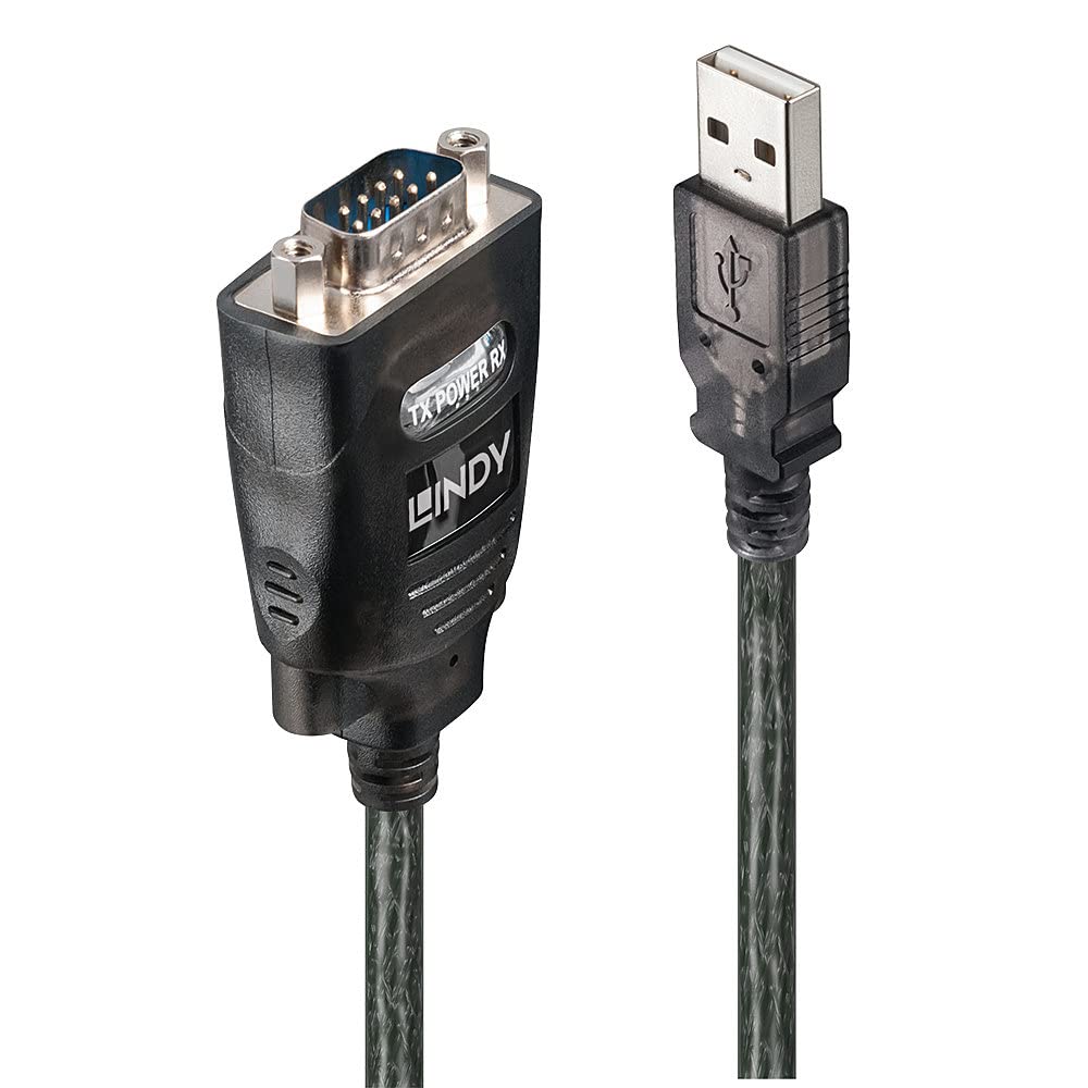 LINDY 42686 USB to RS232 Serial Converter with COM Retention, Black