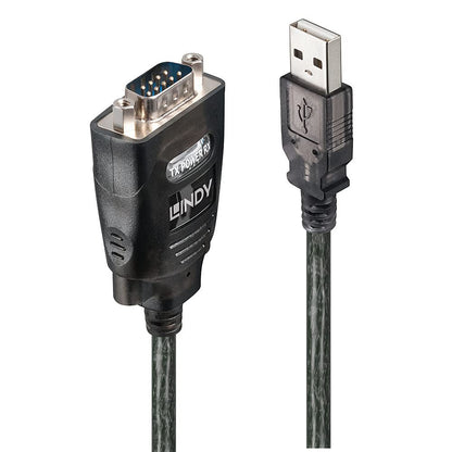 LINDY 42686 USB to RS232 Serial Converter with COM Retention, Black