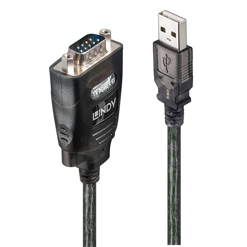 LINDY 42686 USB to RS232 Serial Converter with COM Retention, Black