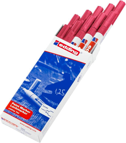 EDDING 780 PAINT MARKER Pen Extra FINE Low Odour - RED 04: 10 Pens - Red