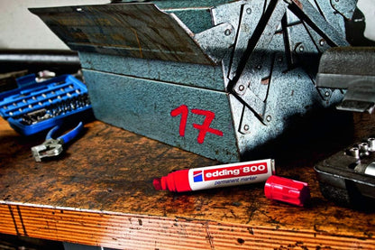 edding 800 permanent marker - blue - 5 pens - chisel tip 4-12 mm - for bold markings - waterproof, quick-drying, smear-proof pens - for cardboard, plastic, wood, metal, glass and fabric