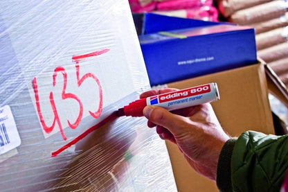 edding 800 permanent marker - blue - 5 pens - chisel tip 4-12 mm - for bold markings - waterproof, quick-drying, smear-proof pens - for cardboard, plastic, wood, metal, glass and fabric