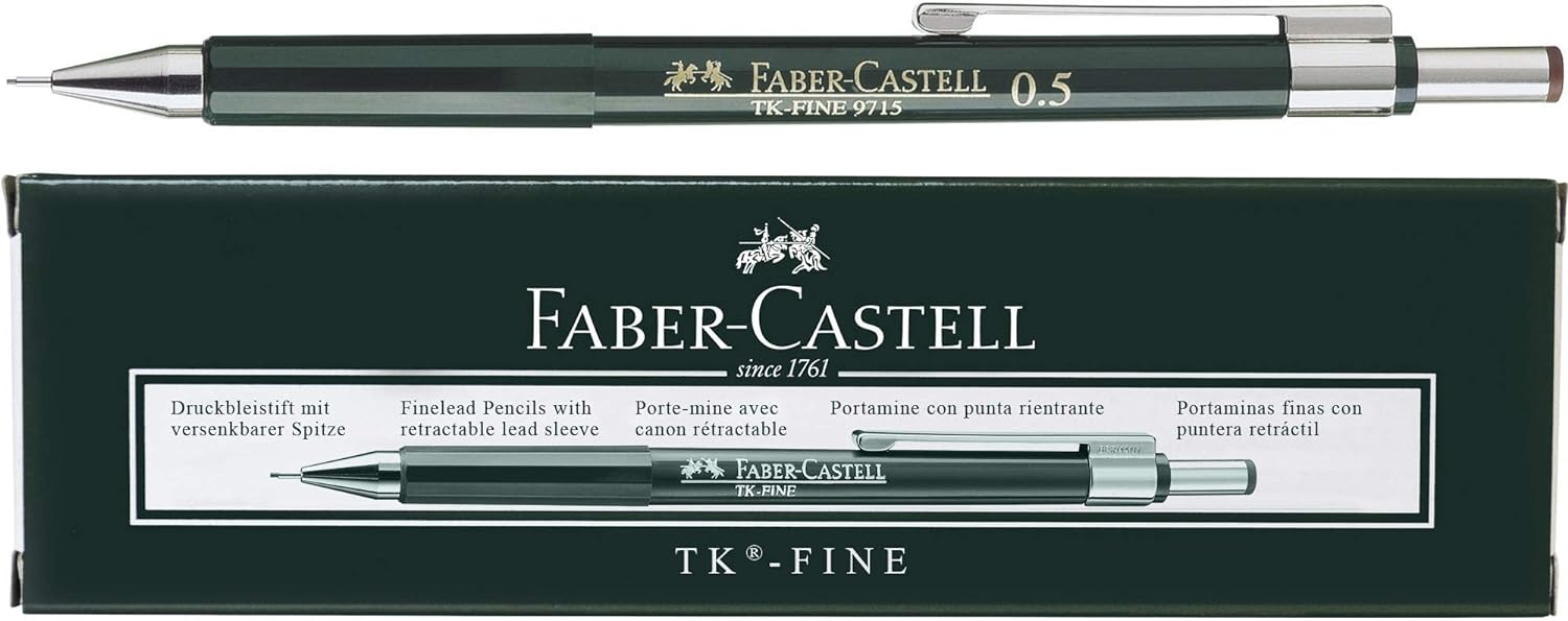 Faber-Castell Miscellaneous Tk-Fine 9715 Mechanical Pencil, 0.5mmBlack, 0.5mm, For Art, Craft, Drawing, Sketching, Home, School, University, Colouring