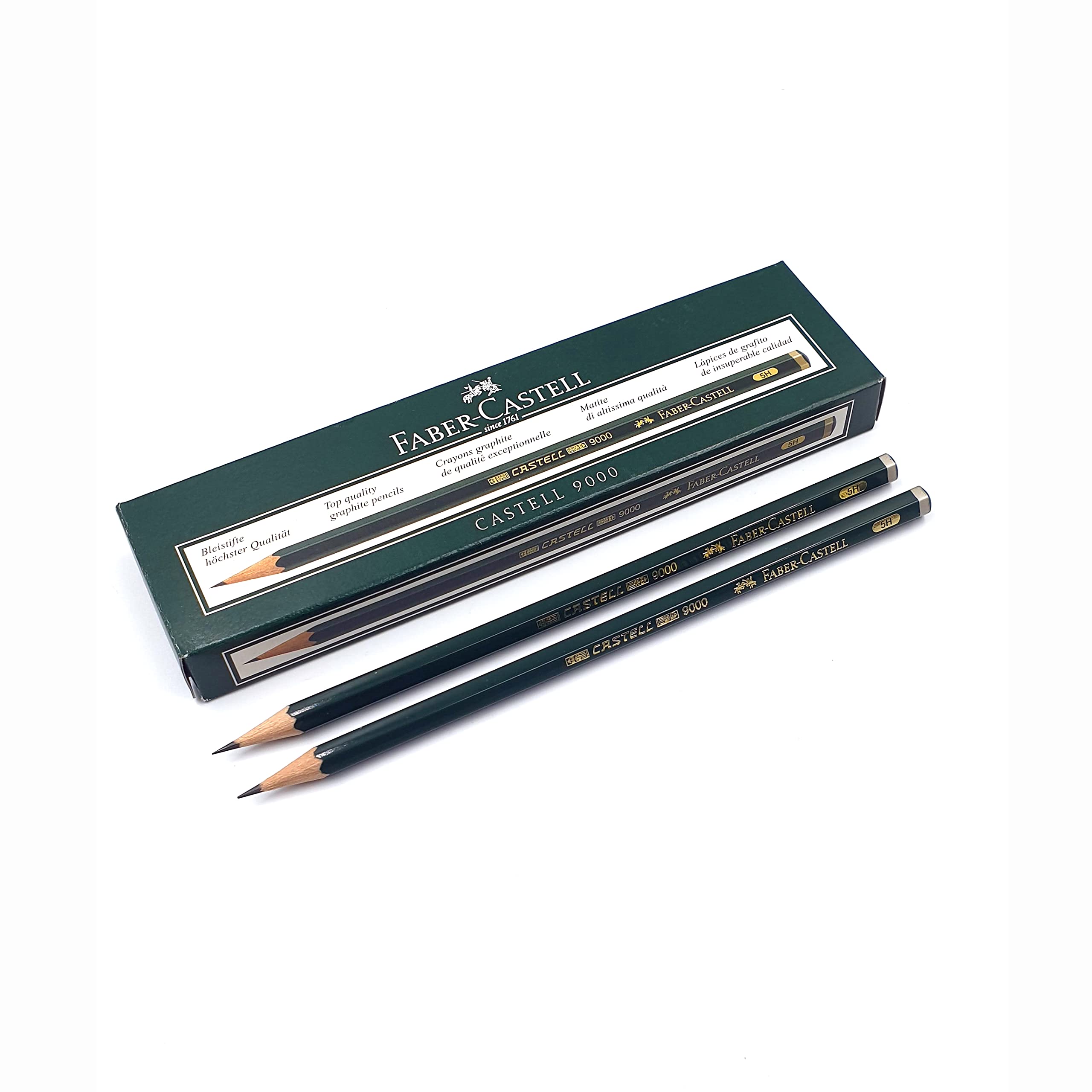 Faber-Castell 119015 - Caja con 12 lápices de grafito Castell 9000 5H