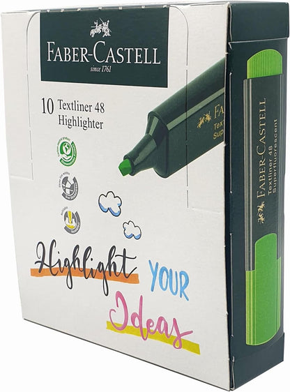 Faber-Castell 154863 - Evidenziatore Textliner, verde, 10 pezzi