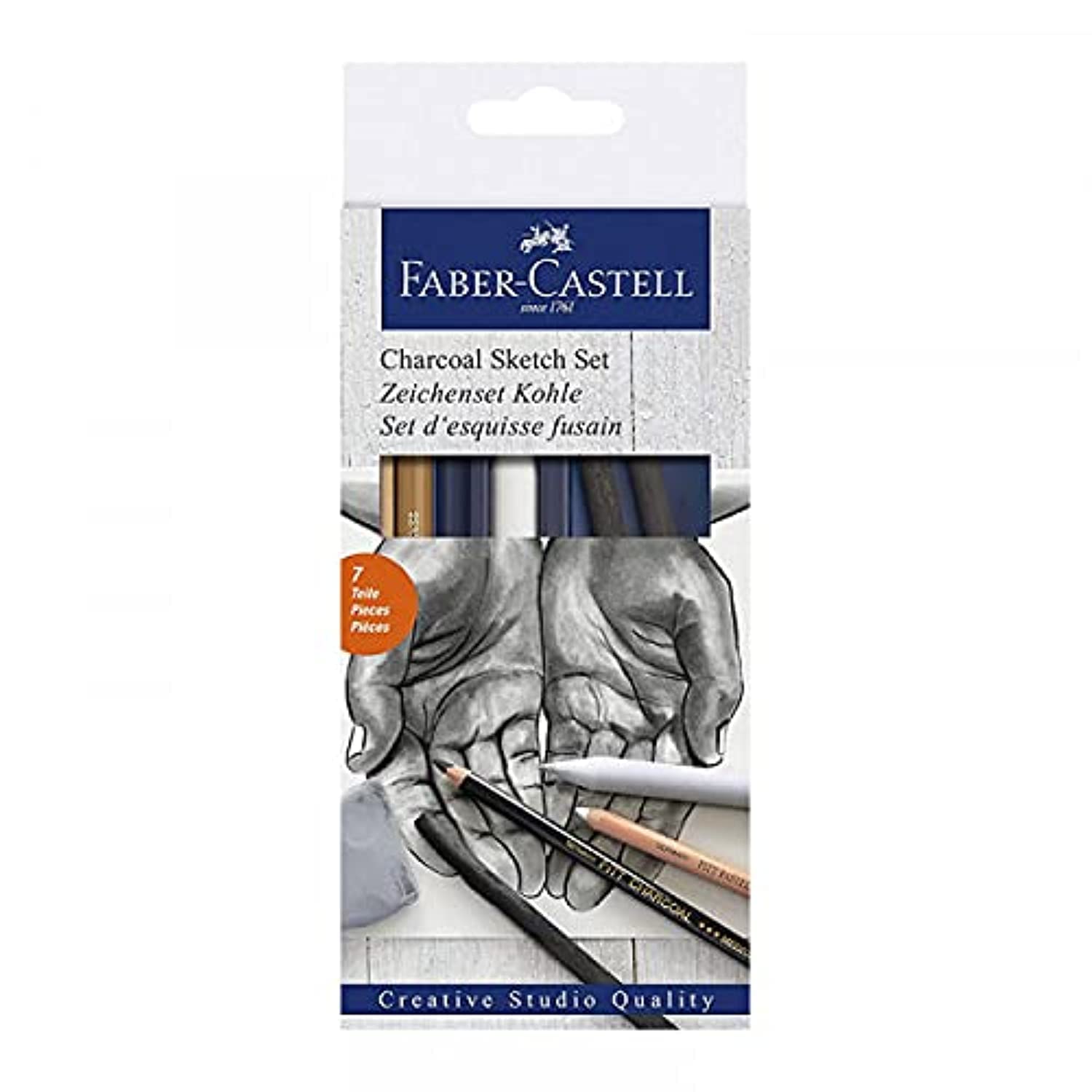 Faber-Castell 114002 - Juego de Dibujo Goldfaber Carbón - 7 Piezas - Multicolor