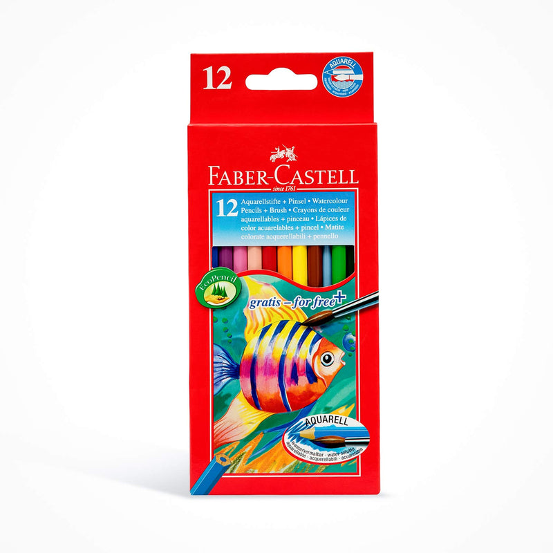 Faber-Castell Water Colour Pencils with Brush (Pack of 12 Pencils