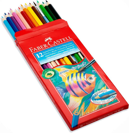 Faber-Castell Water Colour Pencils with Brush (Pack of 12 Pencils