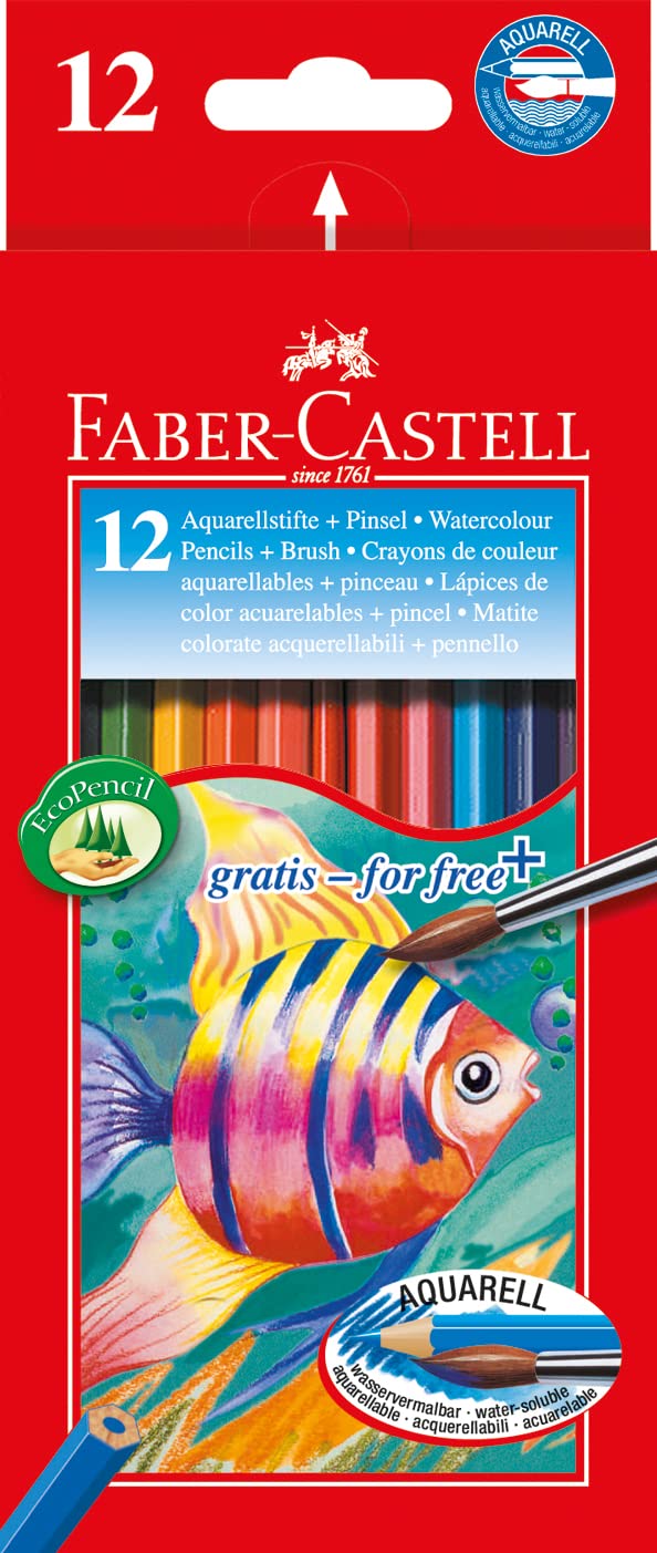 Faber-Castell Water Colour Pencils with Brush (Pack of 12 Pencils