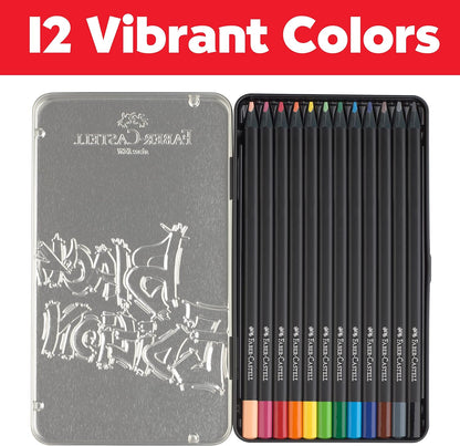 Faber-Castell Colouring Pencils Black Edition, tin of 12 tin of 12, Multicolor (116413