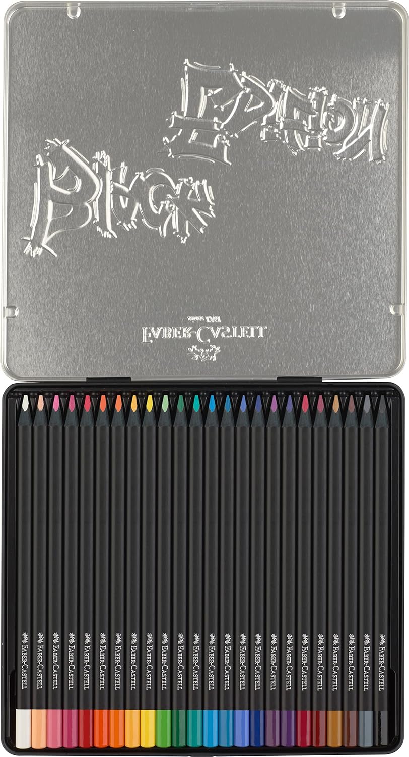 Faber Castell Colouring Pencils Black Edition, tin of 24 tin of 12