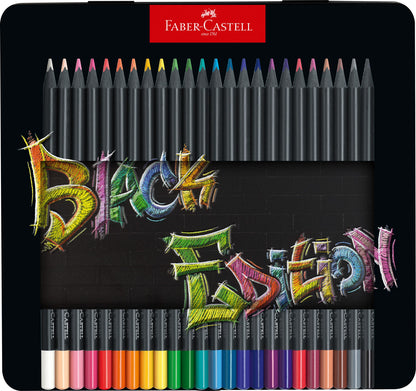 Faber Castell Colouring Pencils Black Edition, tin of 24 tin of 12