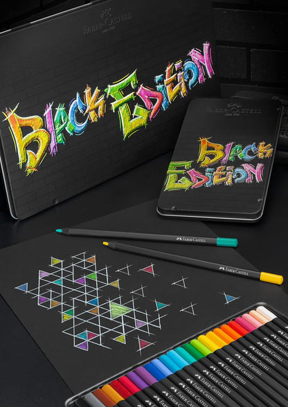 Faber Castell Colouring Pencils Black Edition, tin of 24 tin of 12