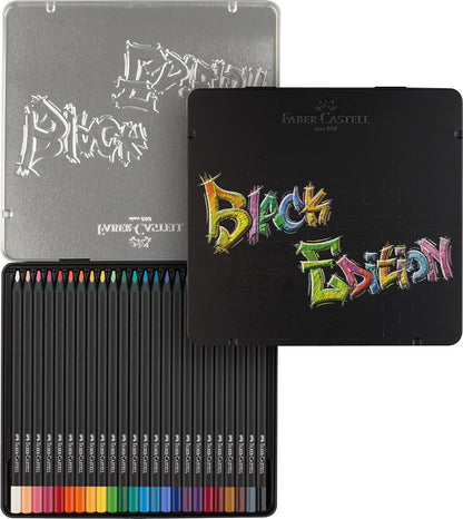 Faber Castell Colouring Pencils Black Edition, tin of 24 tin of 12