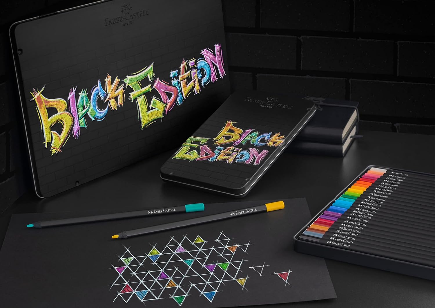 Faber Castell Colouring Pencils Black Edition, tin of 36 tin of 12
