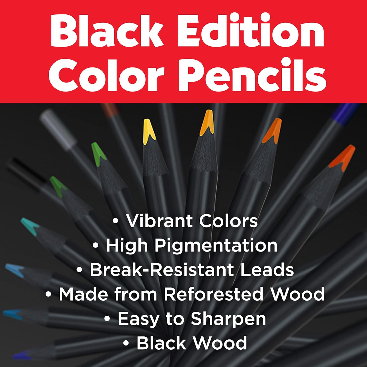 Faber-Castell Colouring Pencils Black Edition, Set of 50 tin of 12, (116450