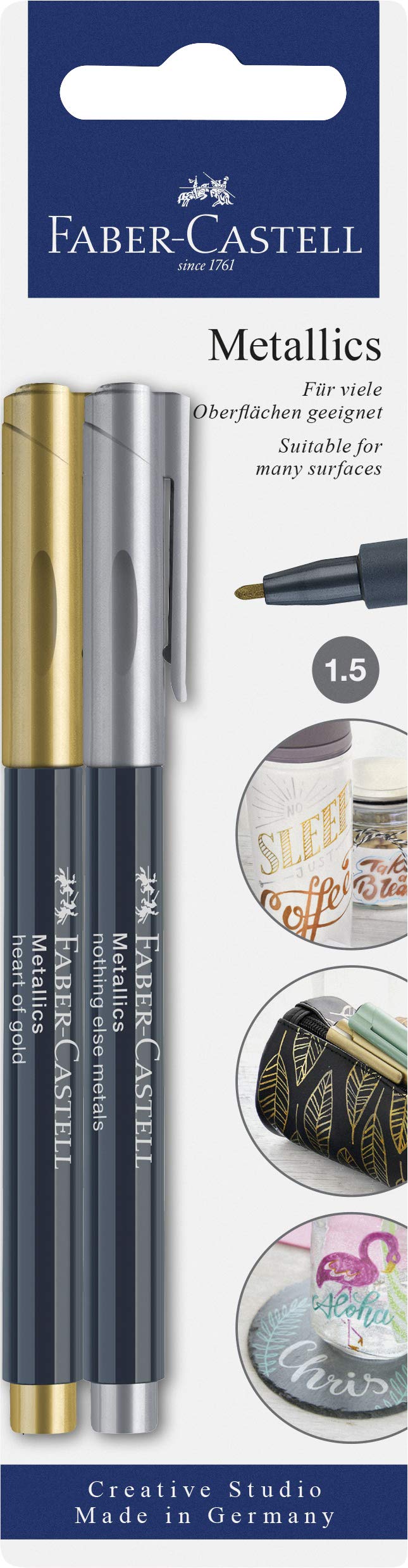 Faber-Castell Creative Studio Metallics Marker, Heart Of Gold / Nothing Else Metals, , For Art, Craft, Drawing, Sketching, Home, School, University, Colouring