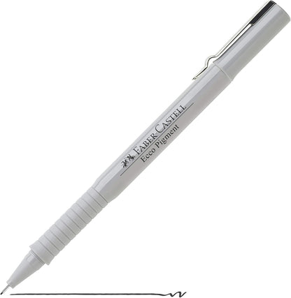 Faber-Castell Ecco Pigment Fibre Tip Pen Wallet, 4 Black Pens (0.2, 0.4, 0.6 & 0.8mm