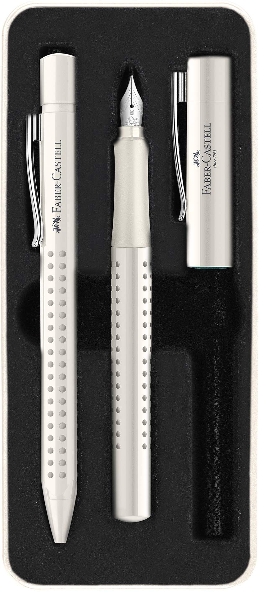 Faber-Castell Fountain pen M/Ballpoint pen set Grip coconut milk,White,3 Piece