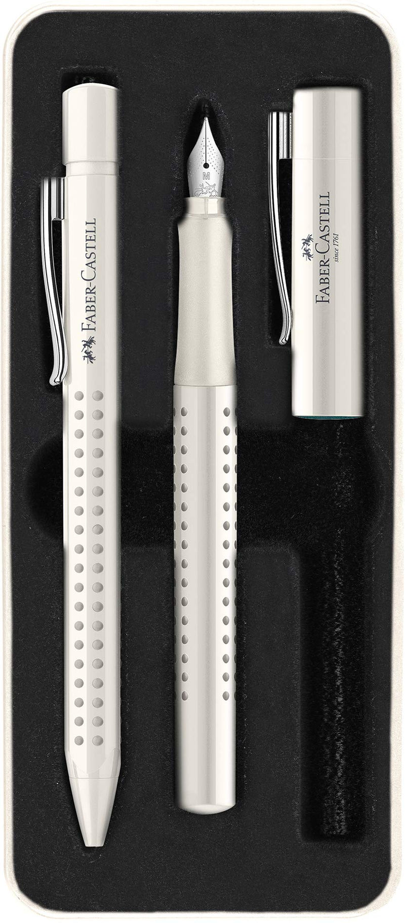 Faber-Castell Fountain pen M/Ballpoint pen set Grip coconut milk,White,3 Piece