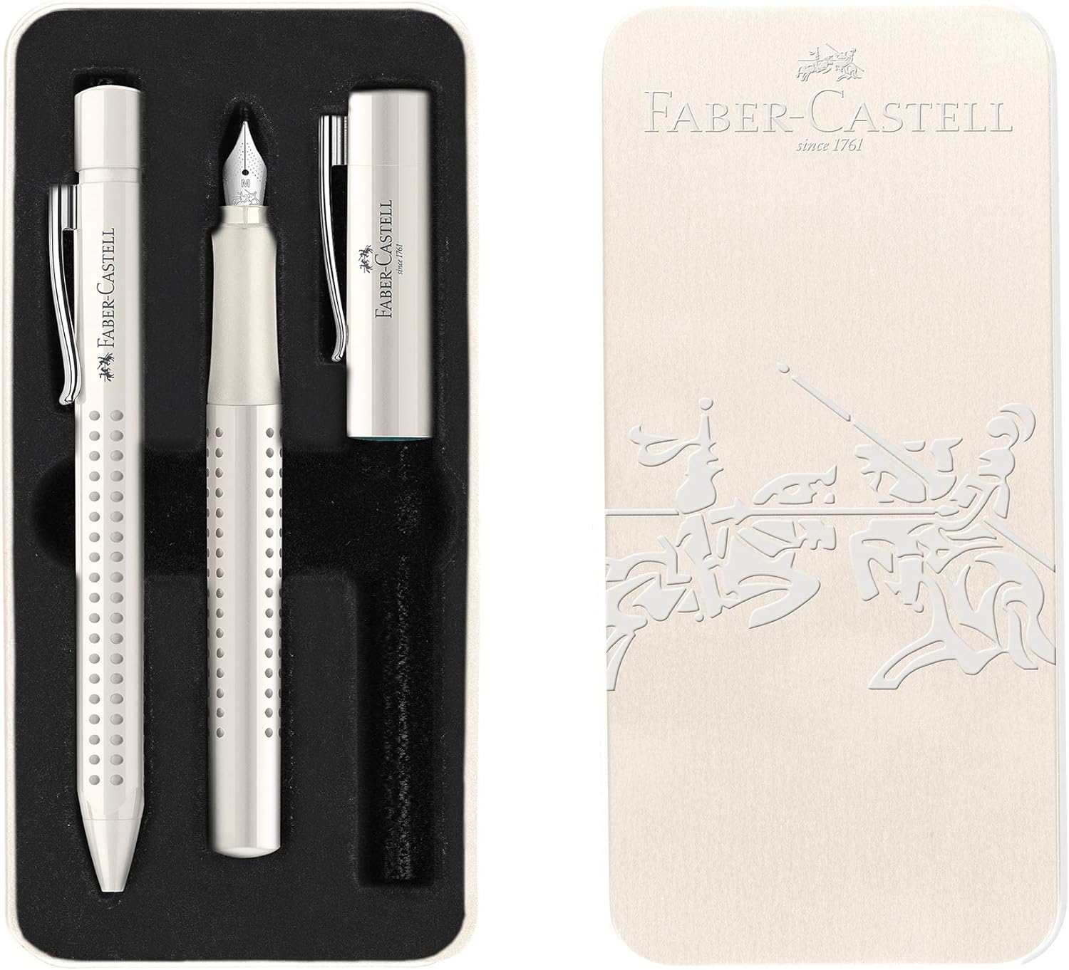 Faber-Castell Fountain pen M/Ballpoint pen set Grip coconut milk,White,3 Piece