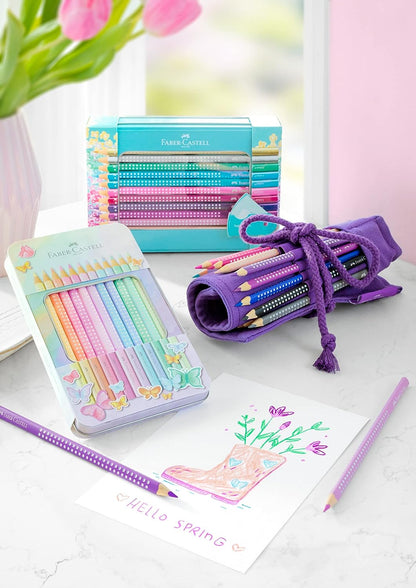 Faber-Castell Colouring Pencils Sparkle Pastel Pack of 12 Metal Case tin of 12