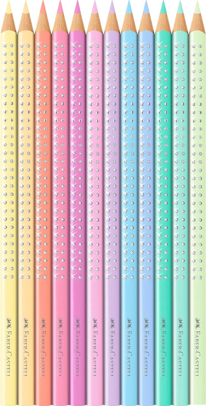 Faber-Castell Colouring Pencils Sparkle Pastel Pack of 12 Metal Case tin of 12