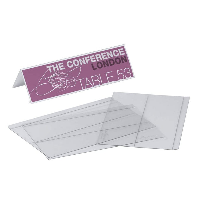 Durable PETP Table Badge - H x W 61/122 x 210 mm - Pack of 10 - Badge Badges Table Sign Table Signs Table Display Table Display Table Displays