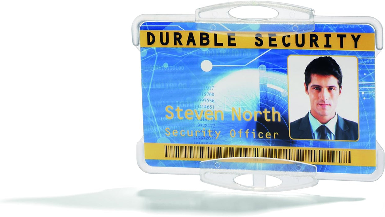 Durable Security Pass Holder 54 x 85 mm Transparent | Pack of 10 Badges | Glass Clear | Ideal for Security and Visitor Management