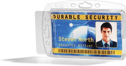 Durable Enclosed Security Pass Holder Duo 54 x 85 mm Transparent | Pack of 10 Badges | Glass Clear | Ideal for Security and Visitor Management