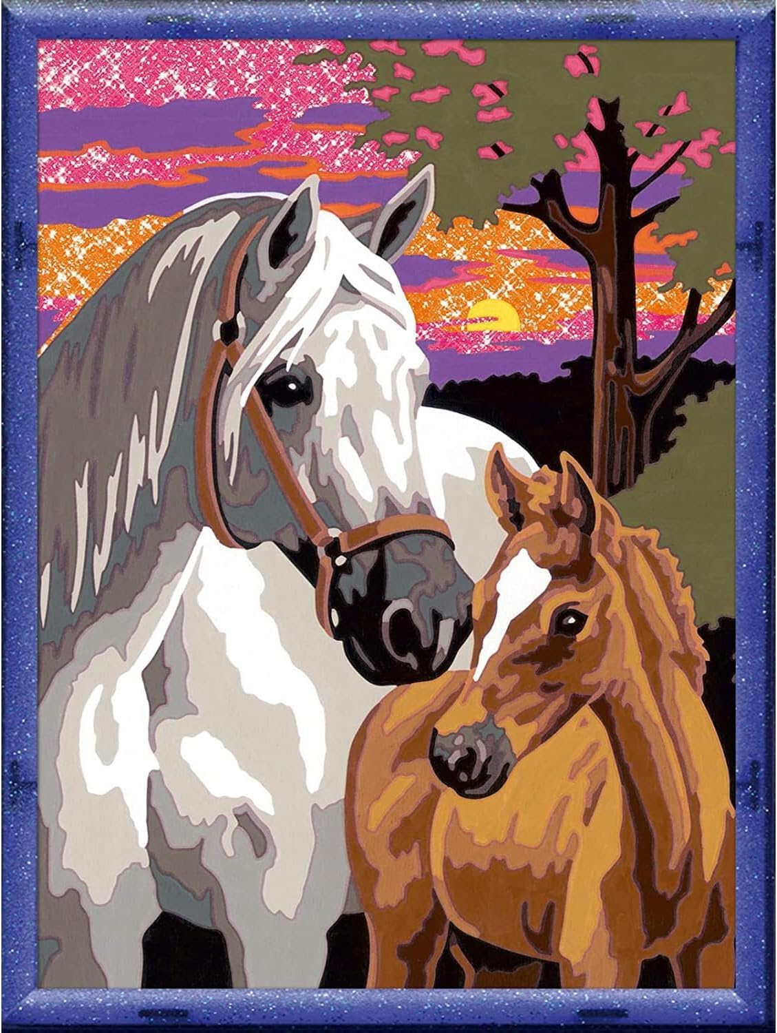 Ravensburger 20052 8, CreArt, Horses at Dusk, Kit, Painting by Numbers, Creative Game for Boys and Girls, 2 Brushes and 1 Frame, Recommended Age 9+, único