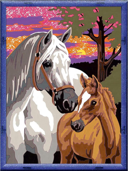 Ravensburger 20052 8, CreArt, Horses at Dusk, Kit, Painting by Numbers, Creative Game for Boys and Girls, 2 Brushes and 1 Frame, Recommended Age 9+, único