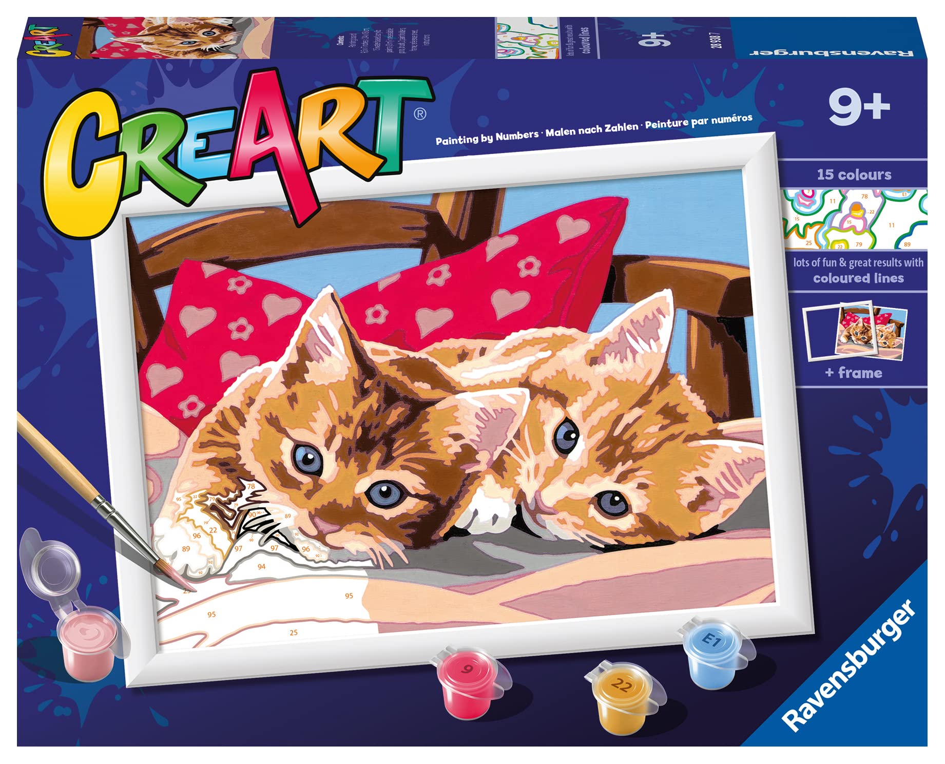 Ravensburger CreArt Two Cuddly Cats Paint By Numbers Kits for Children & Adults Ages 9 Years Up - Kids Craft Set - Easter Presents