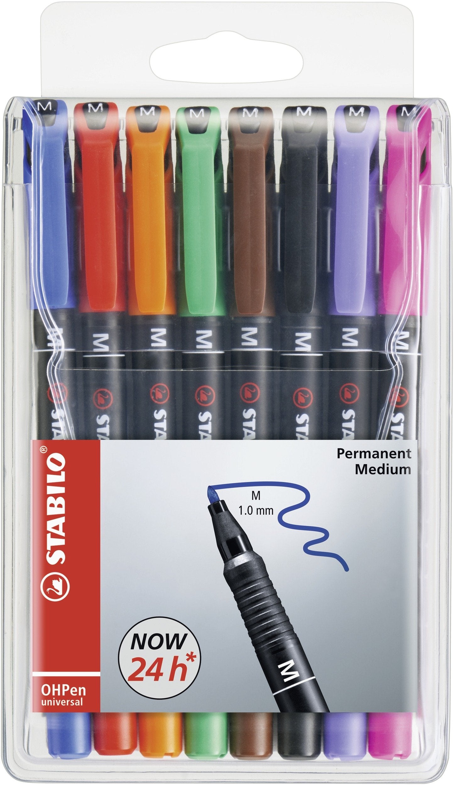Marcador permanente STABILO OHPen - Estuche con 8 colores - Punta media