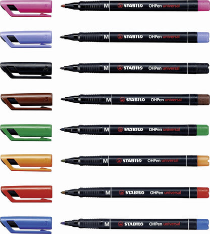 Marcador permanente STABILO OHPen - Estuche con 8 colores - Punta media