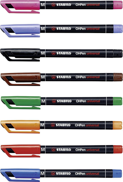 Marcador permanente STABILO OHPen - Estuche con 8 colores - Punta media