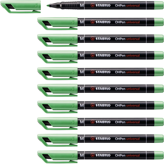 Overhead Pen - STABILO OHPen universal - Permanent Medium - Pack of 10 - green