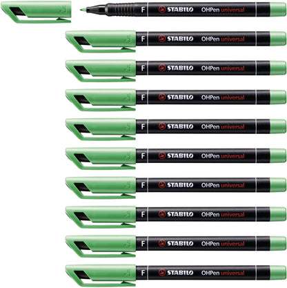 Overhead Pen - STABILO OHPen universal - Permanent Fine - Pack of 10 - green