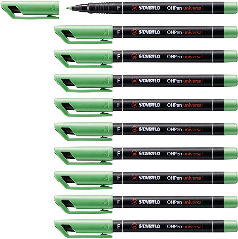 Overhead Pen - STABILO OHPen universal - Permanent Fine - Pack of 10 - green