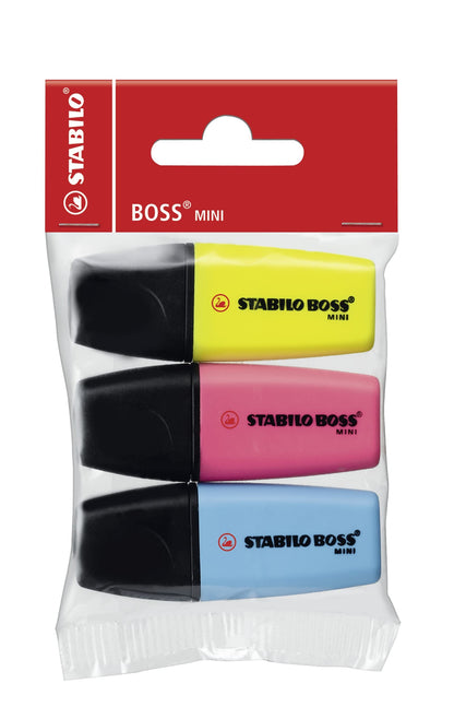 Stabilo Boss Mini Evidenziatore Giallo/Rosa/Blu - Minipop Da 3