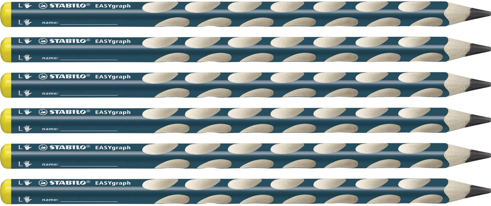 Ergonomic Graphite Pencil - STABILO EASYgraph - Left-Handed - Pack of 6 - Petrol - HB