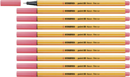 Fineliner - STABILO point 88 - Pack of 10 - Neon Red