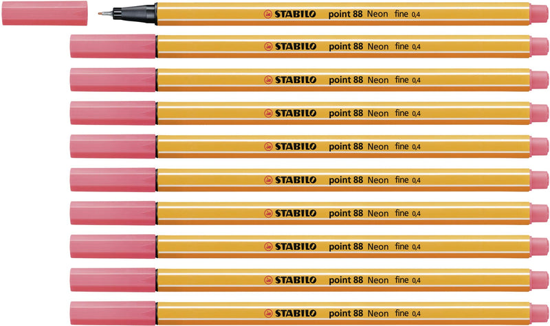Fineliner - STABILO point 88 - Pack of 10 - Neon Red