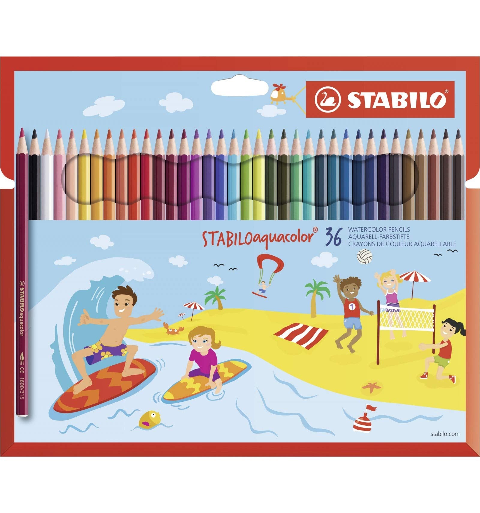 Colouring Pencil - STABILOaquacolor - Wallet of 36 - Assorted Colours