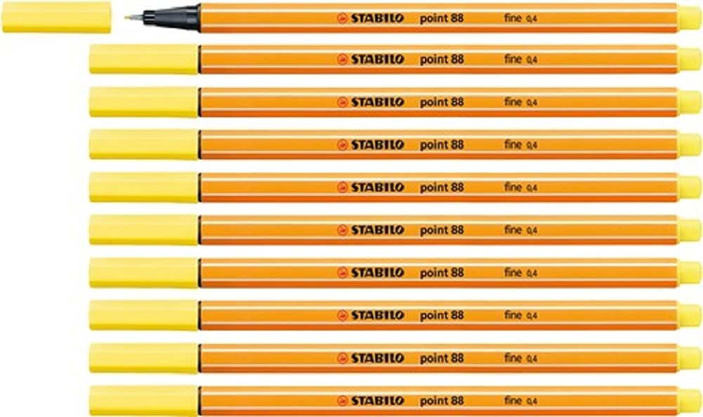 Fineliner - STABILO point 88 - Pack of 10 - Lemon Yellow