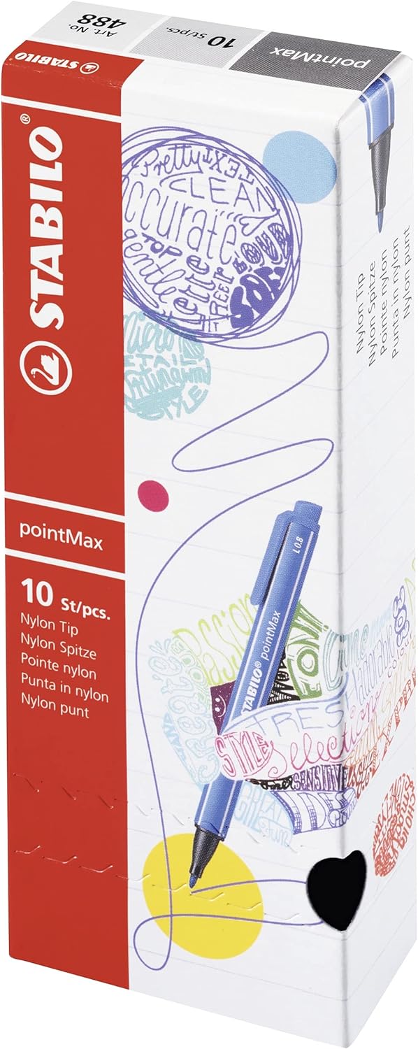 Nylon Tip Writing Pen - STABILO pointMax - Box of 10 - Ultramarine