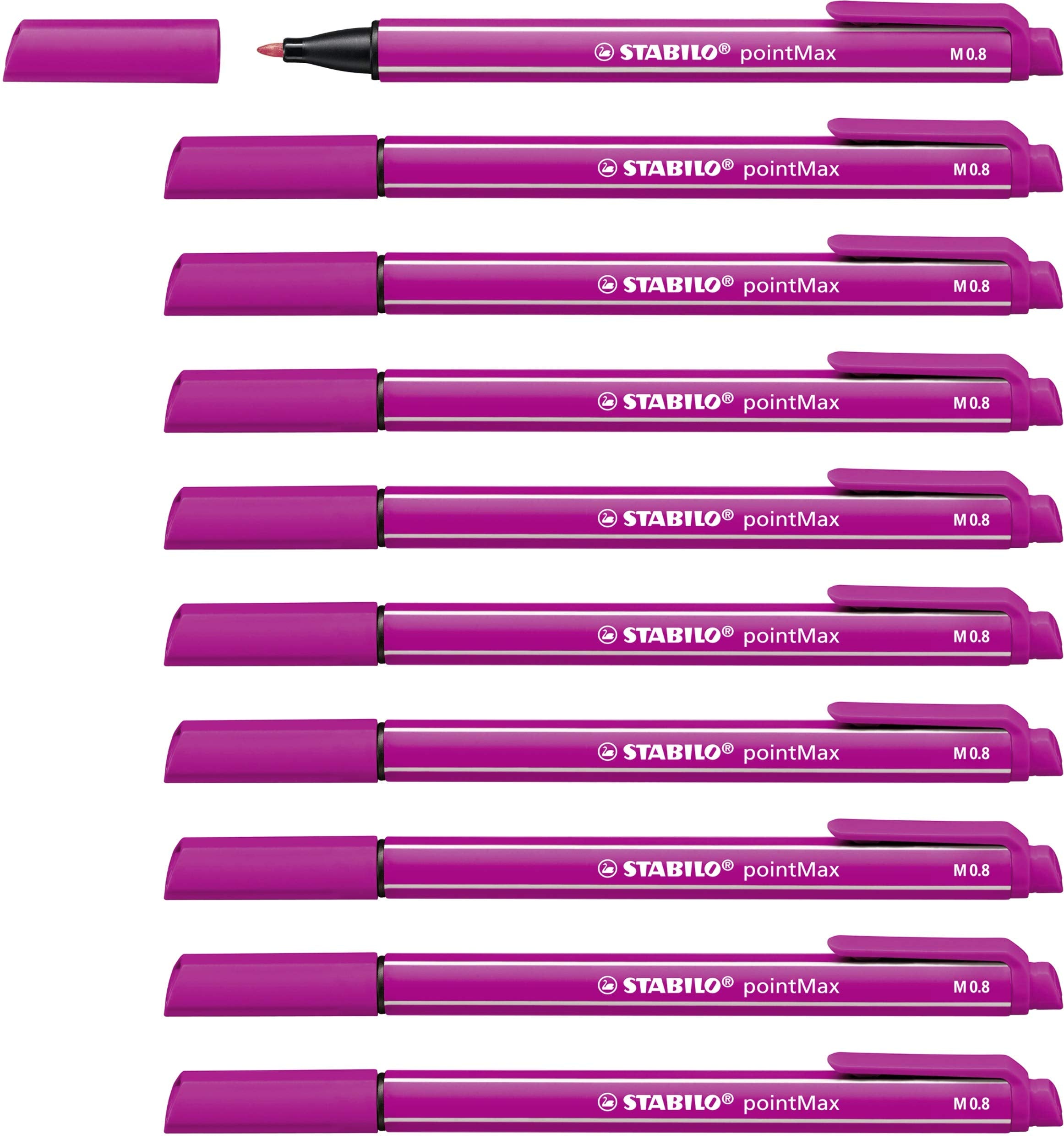 Nylon Tip Writing Pen - STABILO pointMax - Box of 10 - Rose