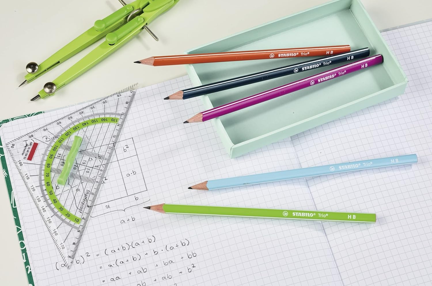 Graphite Pencil with Eraser - STABILO Swano Pastel - Pack of 12 - Green - HB