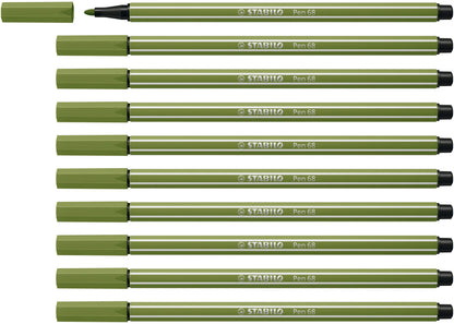 Premium viltstift - STABILO Pen 68-10 stuks - mosgroen